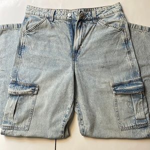 H&M 90s Baggy High Cargo Jeans Sz 10
